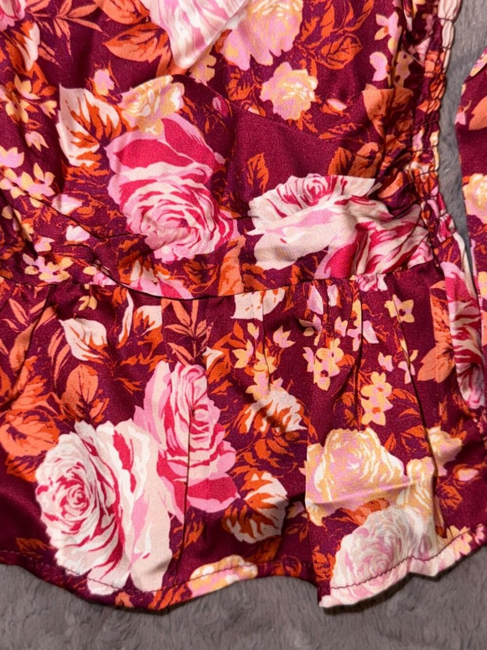 WAYF Womens Floral V-Neck Long Sleeve Blouse Large - Picture 6 of 10